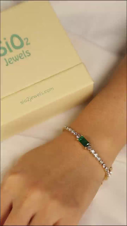 Tennis Bracelet with  Emerald Diamond Gemstone